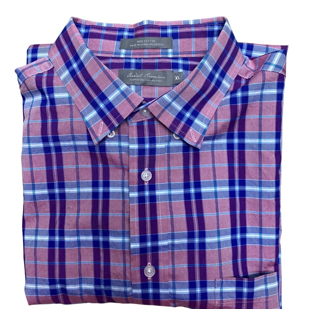 Daniel Cremieux Men's Check Short Sleeve Button down‎ Shirt XL